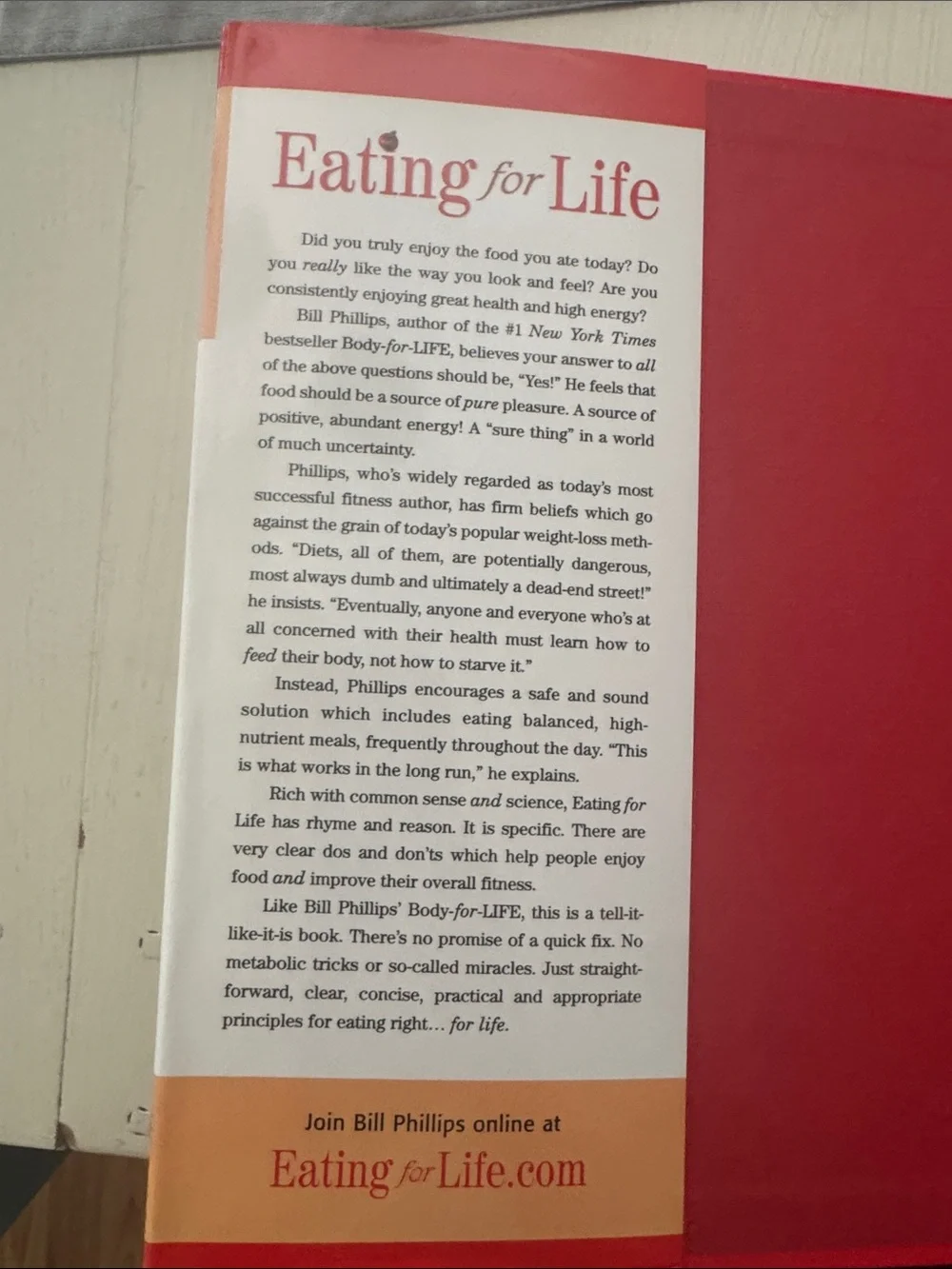 Eating for Life cookbook-in like new condition
